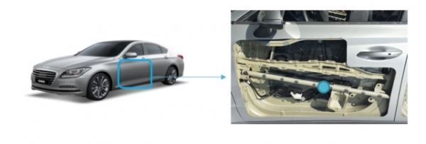 ERW 도어 임팩트빔. 차량 도어내에 장착되는 충돌부재로 측면충돌시 탑승객 보호 역할을 하는 자동차 부품이다. 사진=현대제철