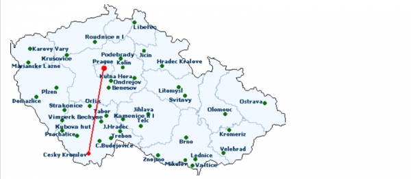 체스키크룸로프(Český Krumlov) 지도;    위키나무에서 발췌