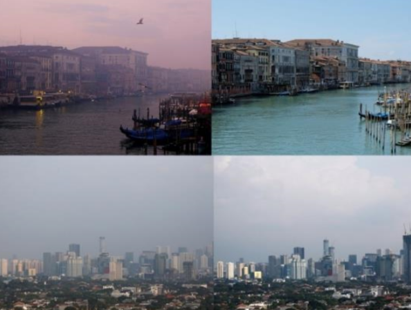 이탈리아 베네치아 등 주요 도시들의 대기 오염도 비교. 출처=나우뉴스