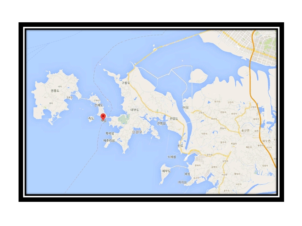 목섬의 위치. 구글 지도