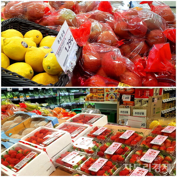 한국농수산식품유통공사(aT)에 따르면 지난 28일 기준 사과와 배 가격은 전년대비 각각 29.3%, 48.2% 올랐다. 토마토와 대파의 가격도 각각 23.3%, 22.4% 상승했다. 자투리경제 사진 DB